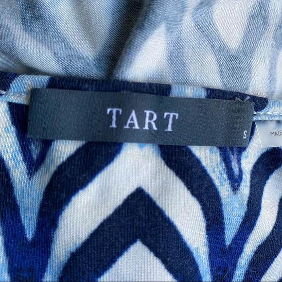 NWT Tart V Neck Criss Cross Navy & Red Fringe Open Back Statement Top - Picture 6 of 8